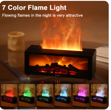 Black diffuser showing colourful illuminated mist effects